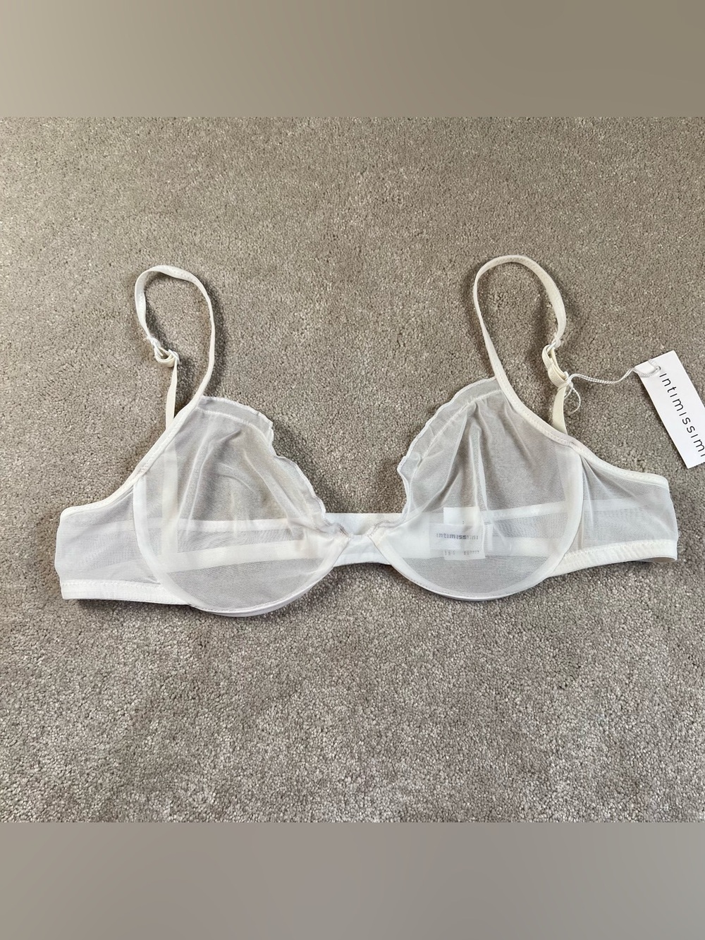 intimissimi Bra Sheer Ruffle NWT White 36